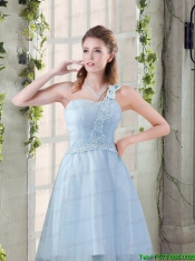 Popular A Line Appliques Junior Dress with One Shoulder