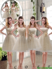 Popular Champagne Strapless Princess Bowknot Sexy Prom Dresses for 2015
