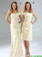 Popular Column Ruching Prom Dresses with One Shoulder