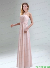 Romantic 2015 High Neck Chiffon Light Pink Prom Dress