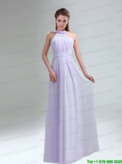 Romantic 2015 High Neck Chiffon Light Pink Prom Dress