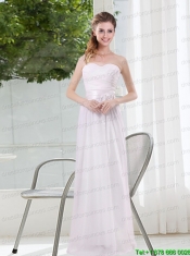 Ruching and Belt Sweetheart Empire White Junior Dresses