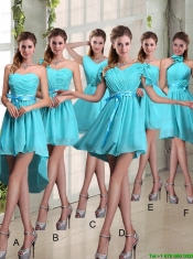 Ruching and Hand Made Flowers V Neck A Line Junior Dress