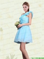 Ruching and Ruffles One Shoulder Chiffon Prom Dresses