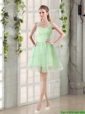 Ruching Organza A Line Straps Prom Dress with Lace Up