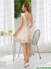 Scoop Lace High Low Short Sleeves Junior Dress