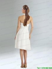 Simple Halter Empire Ruching and Hand Made Flowers Prom Dress