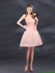 Strapless A Line Hand Made Flowers Christmas Party Dress for 2015
