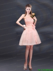 Strapless A Line Hand Made Flowers Christmas Party Dress for 2015