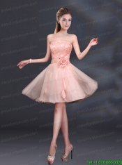 Strapless A Line Hand Made Flowers Christmas Party Dress for 2015