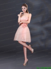 Strapless A Line Hand Made Flowers Christmas Party Dress for 2015