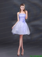 Strapless A Line Hand Made Flowers Christmas Party Dress for 2015