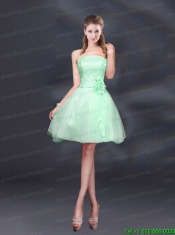 Strapless A Line Hand Made Flowers Christmas Party Dress for 2015