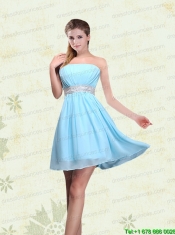 Strapless A Line Ruching Sequins Chiffon Junior Dresses