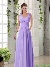 Straps Empire Ruching Hand Made Flowers 2015 Prom Dresses