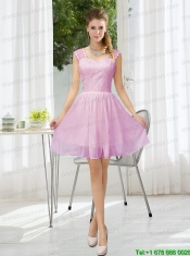 Straps Lace Sleeveless Prom Dress with Mini Length