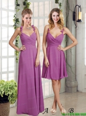 Straps Ruching 2015 New Style Prom Dress with Floor Length