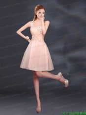 Sweet One Shoulder A Line Appliques 2015 Prom Dress