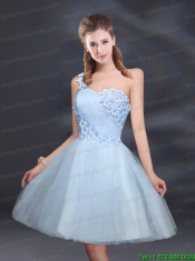 Sweet One Shoulder A Line Appliques 2015 Prom Dress