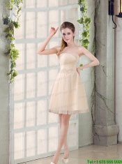 Sweetheart A Line Appliques Champagne Prom Dress for 2015