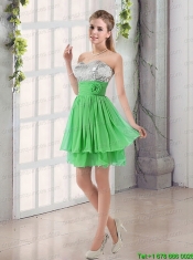 Sweetheart A Line Junior Dress with Sequins and Handle Made Flowers