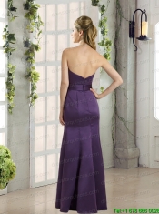 Sweetheart Column 2015 Eggplant Purple Prom Dresses with Belt