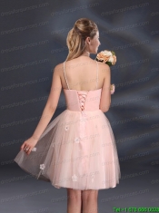 Tulle Appliques Mini Length 2015 Junior Dresses with Halter