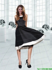 Unique Black and White Scoop Neckline Wedding Prom Dress