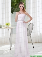 White Ruching Empire Bridesmaid Dresses for 2015