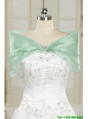 2015 Apple Green One Shoulder Cheap Quinceanera Dresses with Appliques