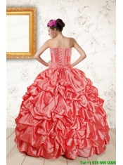 2015 Beautiful Sweetheart Beading Quinceanera Dresses in Watermelon