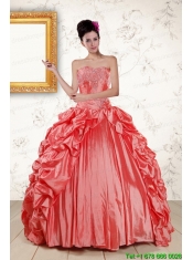 2015 Beautiful Sweetheart Beading Quinceanera Dresses in Watermelon