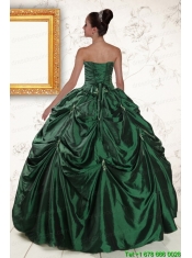 2015 Brand New Style Appliques Quinceanera Dresses in Dark Green
