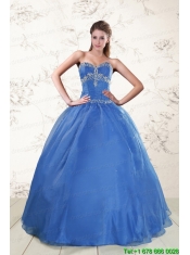 2015 Cheap Appliques Quinceanera Dresses in Royal Blue