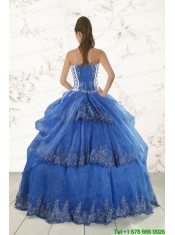 2015 Cheap Appliques Quinceanera Dresses in Royal Blue