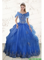 2015 Cheap Appliques Quinceanera Dresses in Royal Blue
