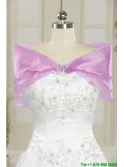 2015 Cheap Strapless Quinceanera Dresses with Appliques and Ruffles