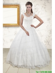 2015 Discount Straps Quinceanera Dresses with Appliques and Beading