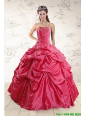 2015 Fast Delivery Appliques Quinceanera Dresses in Hot Pink