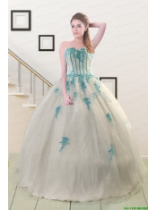 2015 Fast Delivery Appliques Quinceanera Dresses in Champagne