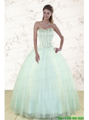 2015 Light Blue Fast Delivery Quinceanera Dresses with Beading
