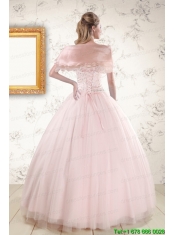 2015 Lovely Light Pink Beading Quinceanera Dresses