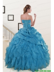 2015 Luxurious Strapless Quinceanera Dresses with Beading and Ruffles