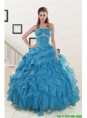 2015 Luxurious Strapless Quinceanera Dresses with Beading and Ruffles