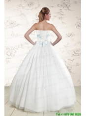 2015 Modern White Quinceanera Dresses with Appliques and Beading