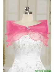 2015 Modest Light Pink Quinceanera Dresses with Appliques