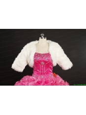 2015 Modest Sweetheart Embroidery Quinceanera Dress in Hot Pink