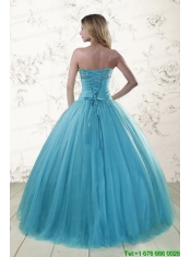 2015 New Style Sweetheart Baby Blue Quinceanera Dresses with Appliques