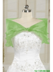 2015 Perfect Green Quinceanera Dresses with Beading and Ruffles