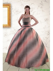2015 Perfect Multi Color Dress For Quinceanera with Beading